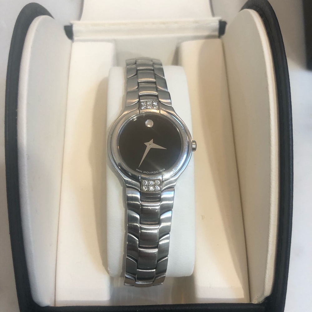 Movado Stainless Watch w/ Diamond accents